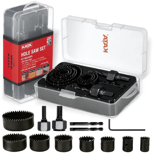 Main image of 12-Pieces Hole Saw Kit 3/4"-2-1/2" for Soft Wood, Drywall, PVC in Case