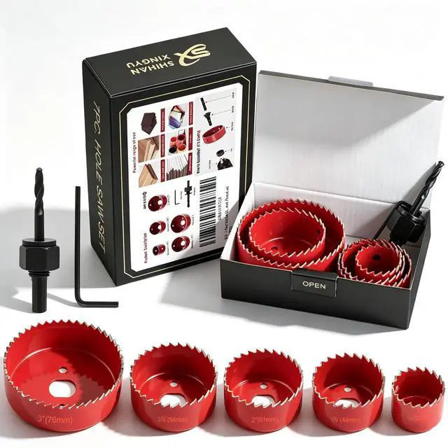 Main image of 7-Piece Hole Saw Kit with Mandrel for Softwood and PVC