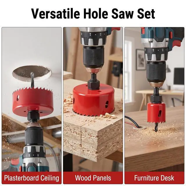 Alt view image 7 of 7 - 7-Piece Hole Saw Kit with Mandrel for Softwood and PVC