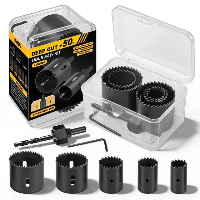 Main image of 8PCS Deep Cut Hole Saw Kit 1" - 2-1/8" for Wood, PVC, Drywall, Plywood