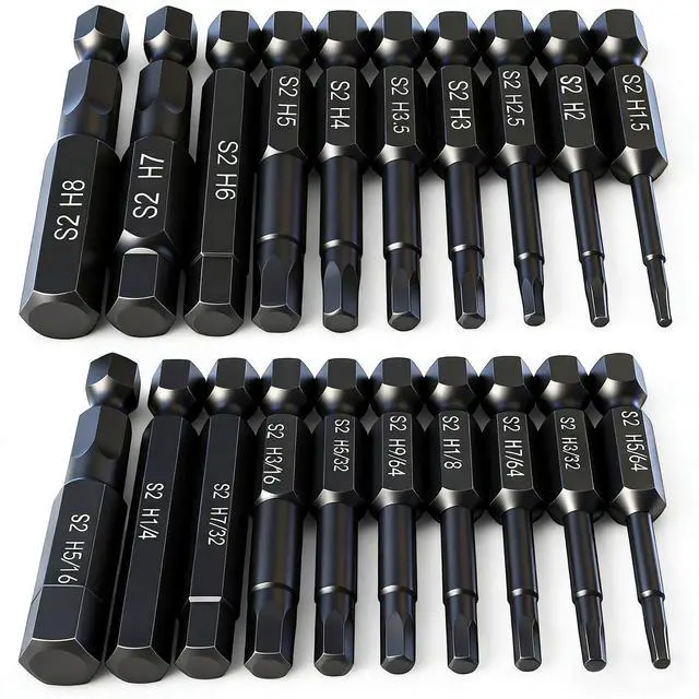 Main image of Hex Head Allen Wrench Drill Bit Set (10pc Metric & 10pc SAE), Allen Wrench Drill Bits, Upgraded 1/4" Quick Release Shank Magnetic Hex Bit Set - Perfect for Ikea Type Furniture