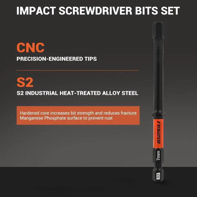 Alt view image 4 of 5 - 21-Piece Hex Head Allen Wrench Drill Bit Set, Metric and SAE S2 Steel Hex Bits Set, Magnetic Tips, 4" Long with Bit Holder and Storage Box