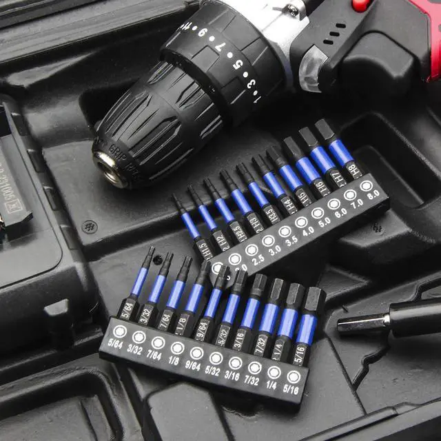 Alt view image 5 of 7 - Impact Hex Head Allen Wrench Drill Bit Set 20 Pcs - 2"(Metric&SAE)