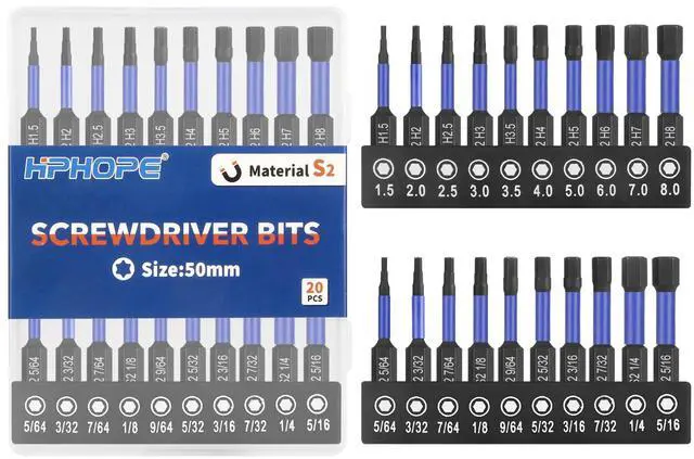 Alt view image 7 of 7 - Impact Hex Head Allen Wrench Drill Bit Set 20 Pcs - 2"(Metric&SAE)