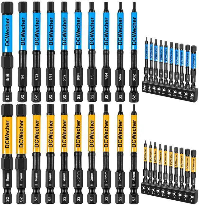 Main image of 3-Inch Impact Hex Bit Set, 20PCS Long Allen Wrench Drill Bit Set
