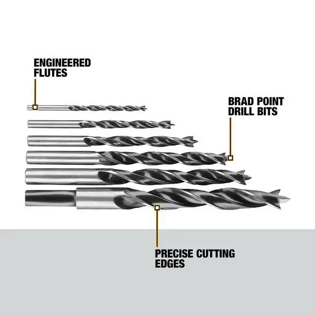 Alt view image 2 of 4 - Drill Bit Set, Brad Point, 6-Piece (DW1720) , Black