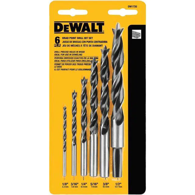 Alt view image 4 of 4 - Drill Bit Set, Brad Point, 6-Piece (DW1720) , Black