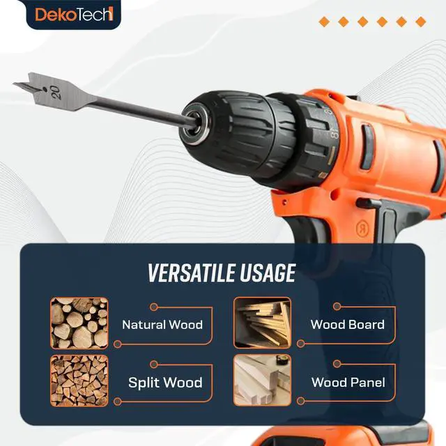 Alt view image 5 of 6 - 6-Piece Spade Drill Bit Set Carbon Steel Paddle Bits with 1/4" Hex Shank Fast Drilling for Wood, Plywood, Particle Board & Fiberboard (10mm-25mm)