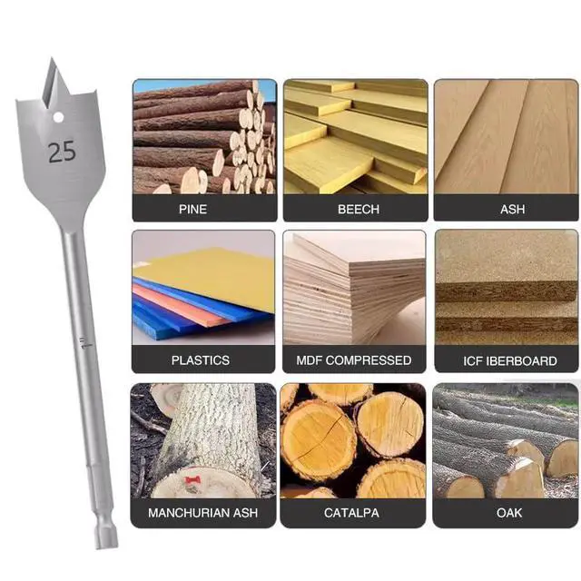 Alt view image 5 of 7 - Spade Drill Bit Sets, Paddle Flat Bit for Hole Cutter Woodworking,Titanium Coating, Carbon Steel, Wood Drill Bit, Quick Change Hex Shank6-Pieces