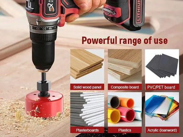 Alt view image 7 of 7 - 12-Piece Hole Saw Kit, 8 Sizes 3/4" to 2-1/2" Hole Saw Set in Case with Arbors, Drill Bits and Hex Key for Soft Wood, Plywood, PVC Board and Plastic