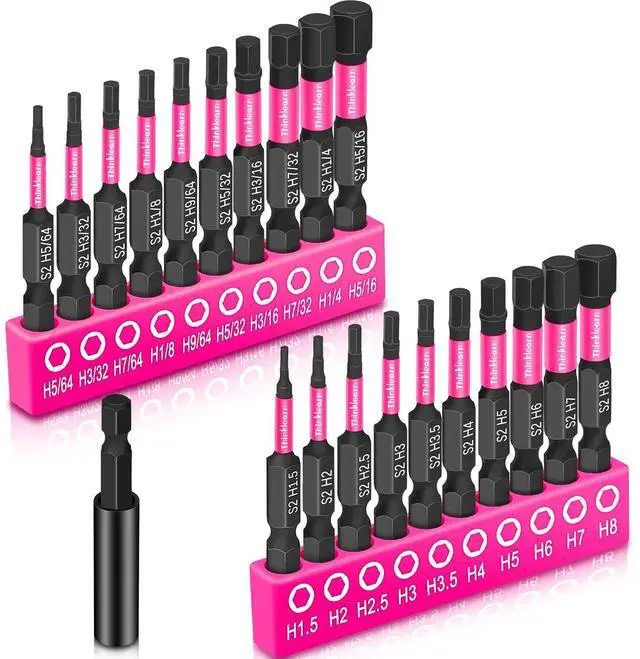 Main image of 20PCS Hex Head Allen Wrench Drill Bit Set (Metric&SAE), 1/4 Hex-Shank S2 Steel Drill Bits Sets with 2.3" Extension Bit Holder, Impact CNC Machined Tips with Magnetism, Perfect Home DIY-Gift for Women