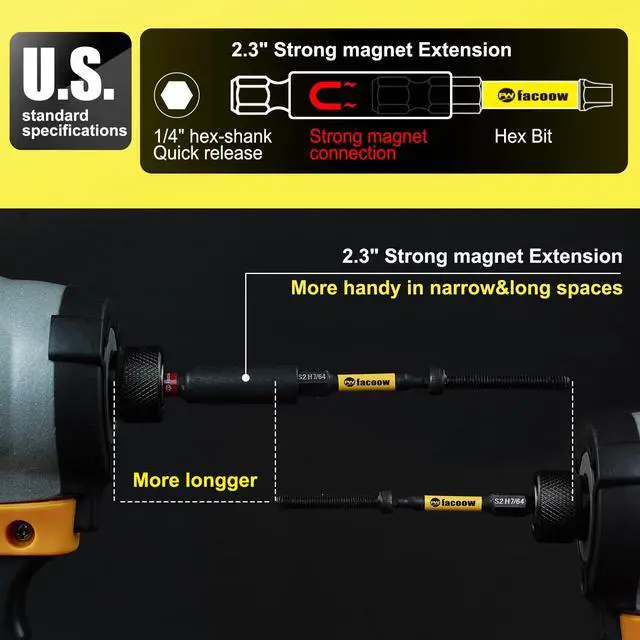 Alt view image 3 of 7 - 21PCS Impact Hex Bit Set, 2" Long SAE & Metric S2 Alloy Steel Allen Wrench Drill Bits Set with Strong Magnetic Tips, CNC Machined 1/4 Hex-Shank Allen Key Bits with Bit Holder & Storange Box