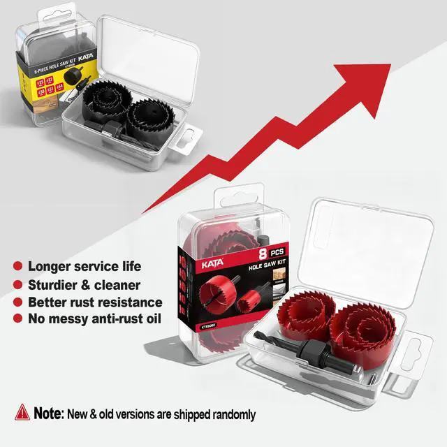 Alt view image 4 of 7 - 8PCS Hole Saw Kit 1" to 2-1/8" for Wood, Drywall, Plastic in Case, Red