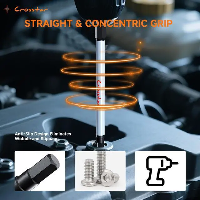 Alt view image 7 of 7 - 2-Inch Compact Hex Bit Set 10PCS Metric - Short Impact Allen Wrench Drill Bits, S2 Steel 1/4" Hex-Shank, CNC Machined Tips with Storage Case & Carabiner Clip