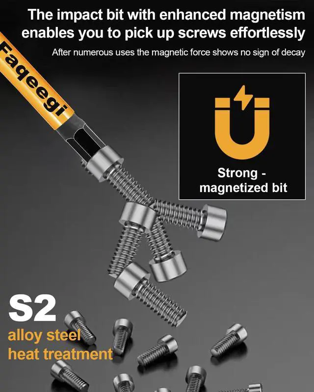 Alt view image 4 of 7 - 20PCS Hex Bit Set 4" S2 Magnetic Metric SAE Impact Drill Bits