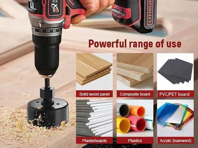 Alt view image 7 of 7 - 12-Piece Hole Saw Kit, Includes 8 Sizes (3/4" to 2-1/2"), Arbors, Drill Bits, and Hex Key, Ideal for Softwood, Plywood, and PVC (Black)