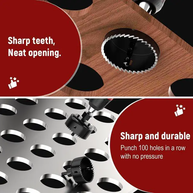 Alt view image 6 of 7 - 12-Piece Hole Saw Kit, Includes 8 Sizes (3/4" to 2-1/2"), Arbors, Drill Bits, and Hex Key, Ideal for Softwood, Plywood, and PVC (Black)