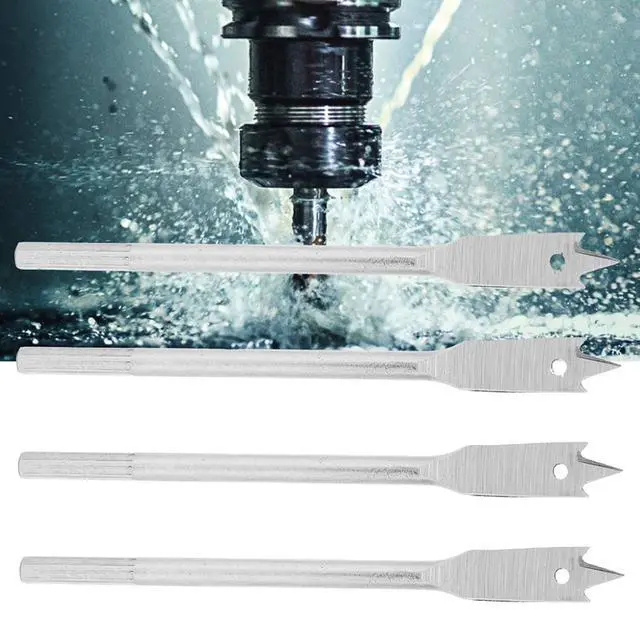 Alt view image 4 of 7 - 4Pcs Spade Drill Bit Set, 1/2 inch High Carbon Steel Paddle Flat Bits Set Spade Bit with Quick Change Hex Shank for Hole Cutter Woodworking