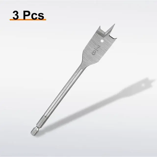 Alt view image 3 of 7 - 3Pcs Spade Drill Bit 7/8" Paddle Flat Bits Wood Hole Cutter with Quick Change 1/4 Inch Hex Shank for Woodworking Fiberglass, Silver Tone