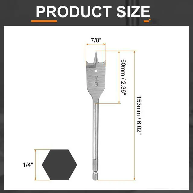 Alt view image 2 of 7 - 3Pcs Spade Drill Bit 7/8" Paddle Flat Bits Wood Hole Cutter with Quick Change 1/4 Inch Hex Shank for Woodworking Fiberglass, Silver Tone