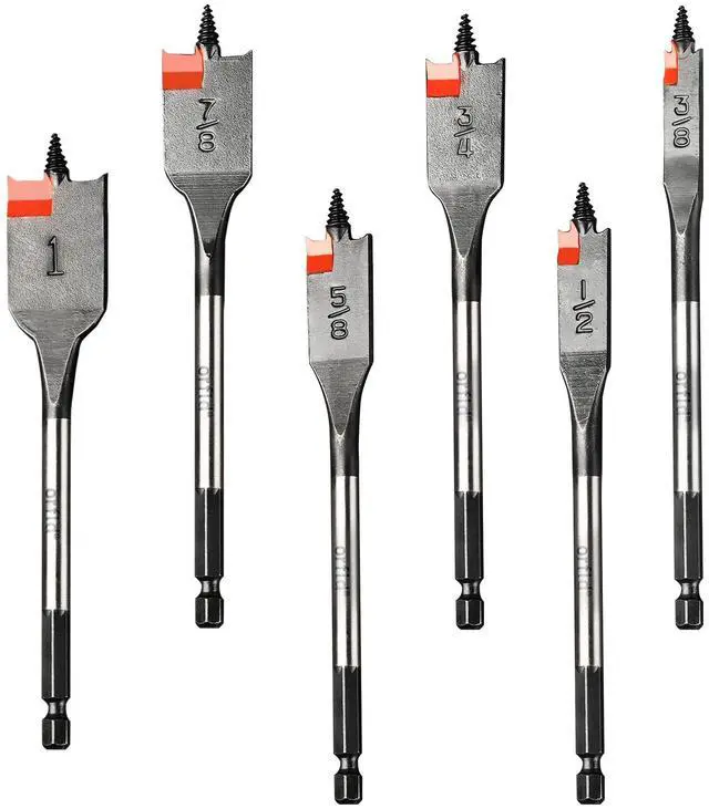 Main image of 6 pc Standard Spade Bit Drill Bit Set,Threaded Spade Bit with Quick Change Shank for Hole Cutter Woodworking