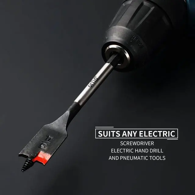 Alt view image 5 of 7 - 6 pc Standard Spade Bit Drill Bit Set,Threaded Spade Bit with Quick Change Shank for Hole Cutter Woodworking
