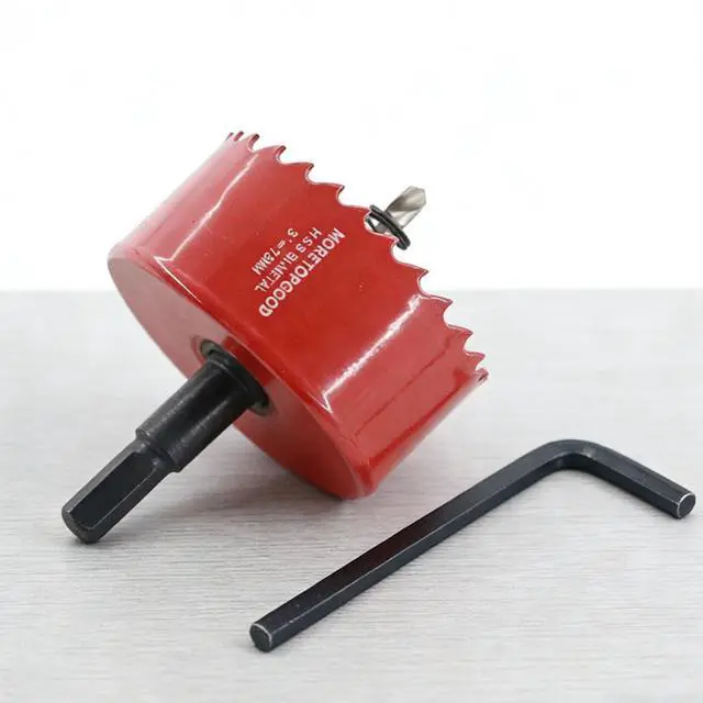 Alt view image 7 of 7 - 3 Inch/76mm Hole Saw with Arbor,HSS Bi-Metal Hole Cutter for Wood Cornhole Boards Plastic Ceiling Drywall Fiberboard and Metal Sheet