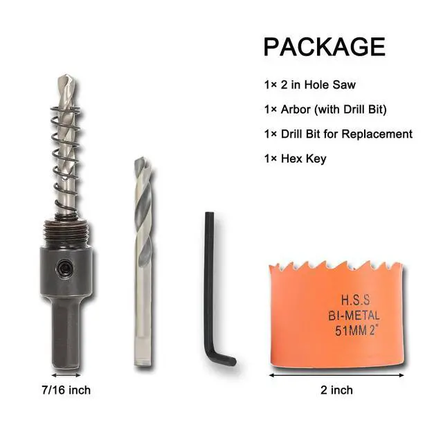 Alt view image 2 of 6 - 2 inch Hole Saw for Wood, Metal, Plastic & Drywall, with Arbor