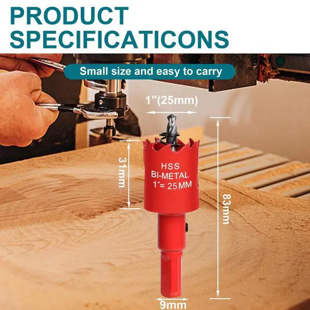 Alt view image 2 of 7 - 1 Inch / 25mm Hole Saw for Wood, Plastic Board, Ceiling,Drywall, and Metal Sheet - HSS Bi-Metal Hole Cutter with Pilot Drill Bit