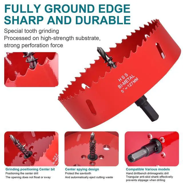 Alt view image 3 of 7 - 1 Inch / 25mm Hole Saw for Wood, Plastic Board, Ceiling,Drywall, and Metal Sheet - HSS Bi-Metal Hole Cutter with Pilot Drill Bit