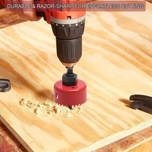 Alt view image 7 of 7 - 9-Piece Hole Saw Kit (1-1/4 to 3 / 32-76mm) with Mandrels, Arbor, and Case for Soft Wood, PVC Board, and PlywoodRed