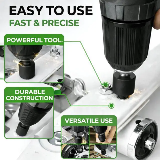 Alt view image 6 of 7 - 20PCS Power Nut Driver Set for Impact Drill, 1/4 Hex Head Drill Bit Set SAE and Metric