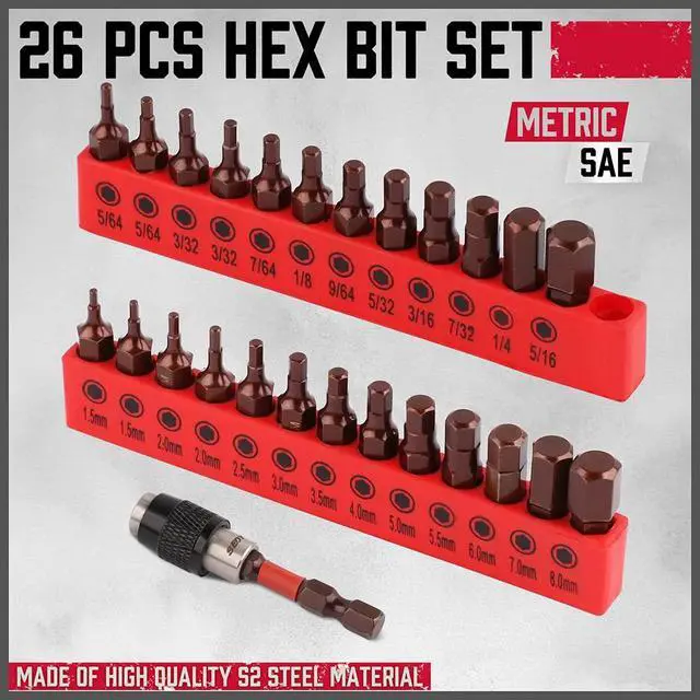 Alt view image 2 of 6 - Premium 25-Piece Allen Key Drill Bit Set - Durable Allen Wrench Bits with Strong Magnetic Tips, SAE & Metric Hex Keys