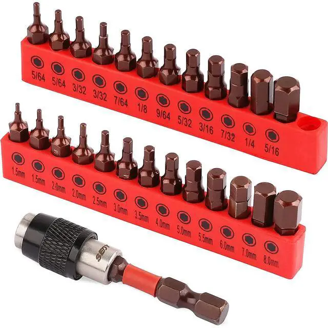 Main image of Premium 25-Piece Allen Key Drill Bit Set - Durable Allen Wrench Bits with Strong Magnetic Tips, SAE & Metric Hex Keys