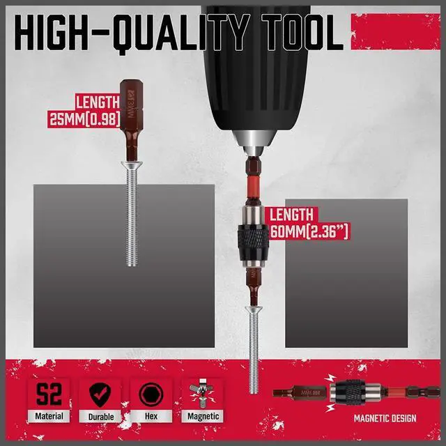 Alt view image 5 of 6 - Premium 25-Piece Allen Key Drill Bit Set - Durable Allen Wrench Bits with Strong Magnetic Tips, SAE & Metric Hex Keys