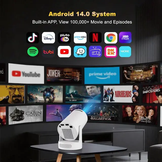 Alt view image 3 of 7 - HY300 Ultra Smart Mini Android 14 Portable Projector for Bedroom