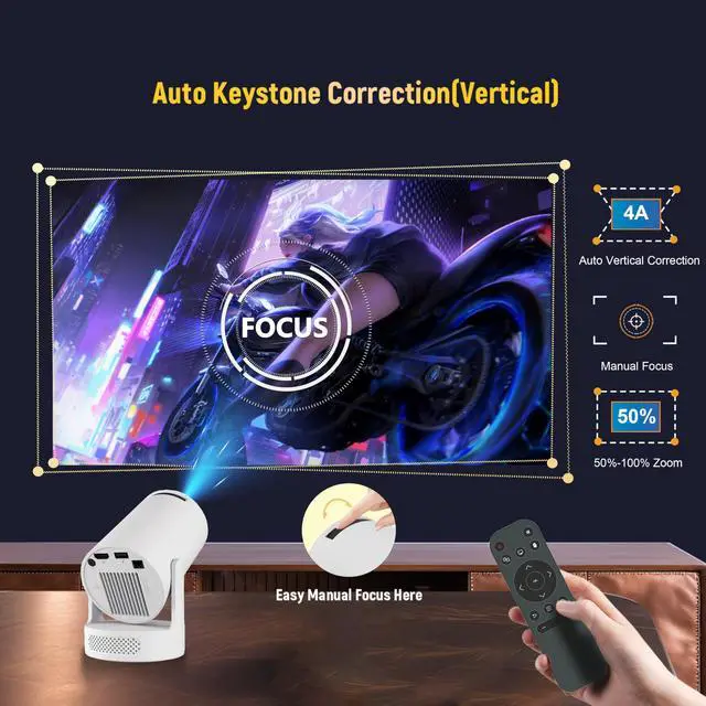 Alt view image 5 of 7 - HY300 Ultra Smart Mini Android 14 Portable Projector for Bedroom
