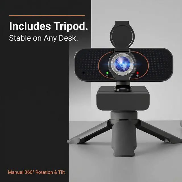 Alt view image 5 of 7 - 1080P USB Webcam for PC with Microphone Privacy Cover & Tripod