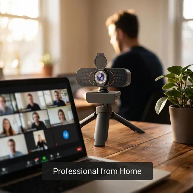Alt view image 7 of 7 - 1080P USB Webcam for PC with Microphone Privacy Cover & Tripod