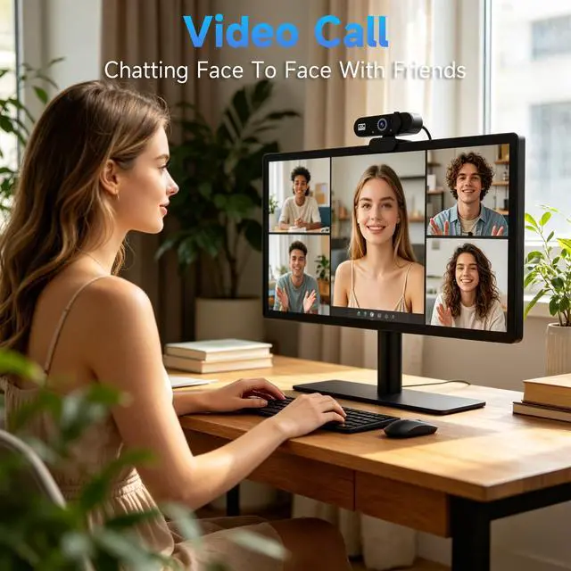 Alt view image 3 of 7 - 1080P USB HD Webcamwith Microphoneand Rotatable Tripod& Privacy Cover for PCwith Auto White Balance for Video Calls, Live Streaming Gaming & Online Meetings
