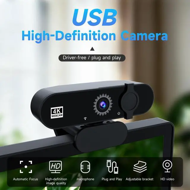 Alt view image 2 of 7 - 1080P USB HD Webcamwith Microphoneand Rotatable Tripod& Privacy Cover for PCwith Auto White Balance for Video Calls, Live Streaming Gaming & Online Meetings