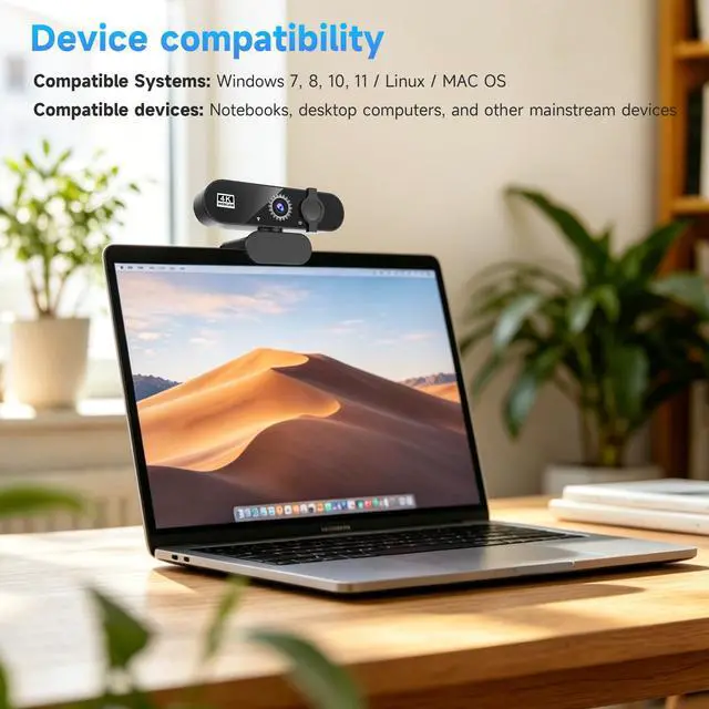 Alt view image 7 of 7 - 1080P USB HD Webcamwith Microphoneand Rotatable Tripod& Privacy Cover for PCwith Auto White Balance for Video Calls, Live Streaming Gaming & Online Meetings