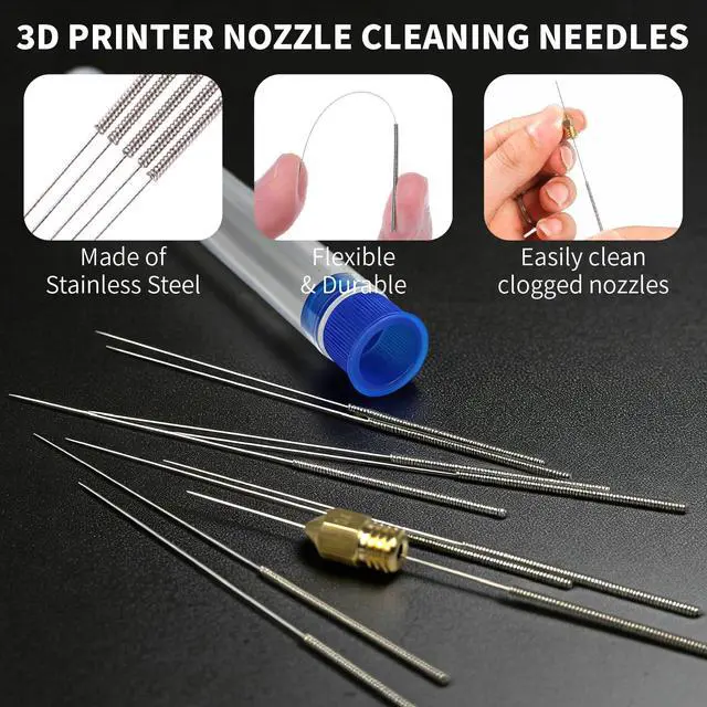 Alt view image 6 of 7 - 3D Printer Nozzle Cleaning Kit, 28Pcs 3D Printing Tool Kit Includes 10 Needle Cleaner Tools with Storage Box, 10 0.4mm Nozzles, 1 Tweezer, 3 Brushes, 1 L-Shaped Wrench, 2 Removal Scrapers