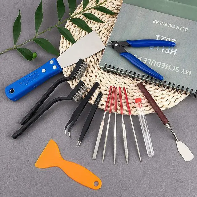 Alt view image 7 of 7 - 23PCS 3D Printer Tool 3D Printer Nozzle Cleaning Tool Removal Tool Kit Includes Putty Knife, Wire Brush, Wire Flush Cutter, Scraper Knife, Diamond Files and Tweezer for Cleaning 3D Printer
