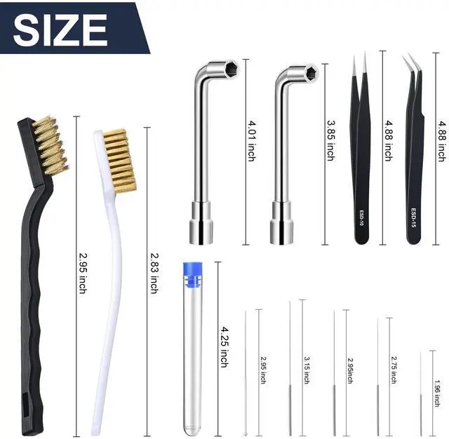 Alt view image 2 of 7 - Complete 26-Piece 3D Printer Nozzle Wrench Maintenance Kit: Includes 20 Cleaning Pins with Storage Box, 2 Tweezers, 2 Copper Wire Brushes, 2 L-Shaped Wrench Tools for Optimal 3D Printing Performance