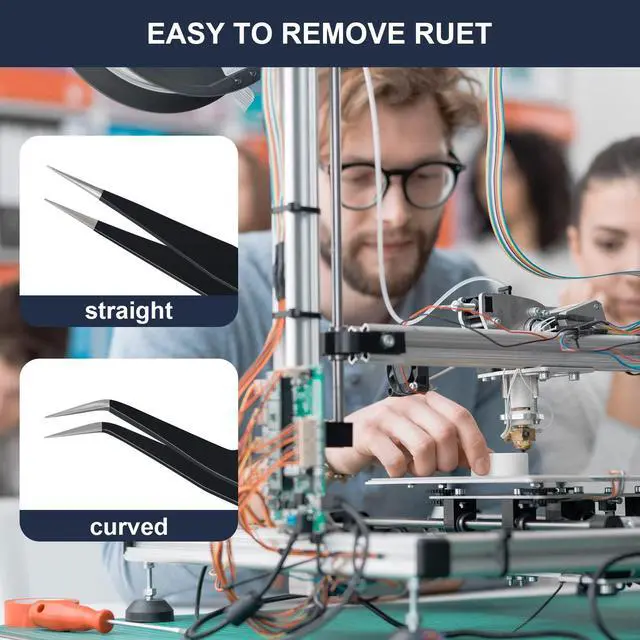 Alt view image 6 of 7 - Complete 26-Piece 3D Printer Nozzle Wrench Maintenance Kit: Includes 20 Cleaning Pins with Storage Box, 2 Tweezers, 2 Copper Wire Brushes, 2 L-Shaped Wrench Tools for Optimal 3D Printing Performance