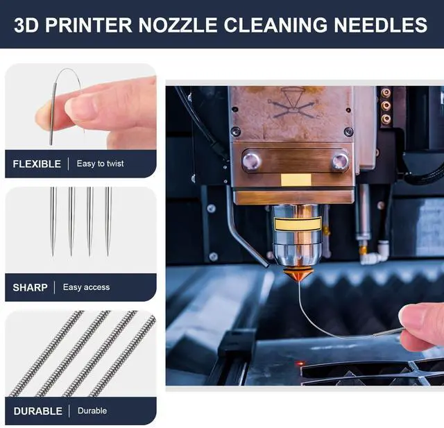 Alt view image 7 of 7 - Complete 26-Piece 3D Printer Nozzle Wrench Maintenance Kit: Includes 20 Cleaning Pins with Storage Box, 2 Tweezers, 2 Copper Wire Brushes, 2 L-Shaped Wrench Tools for Optimal 3D Printing Performance