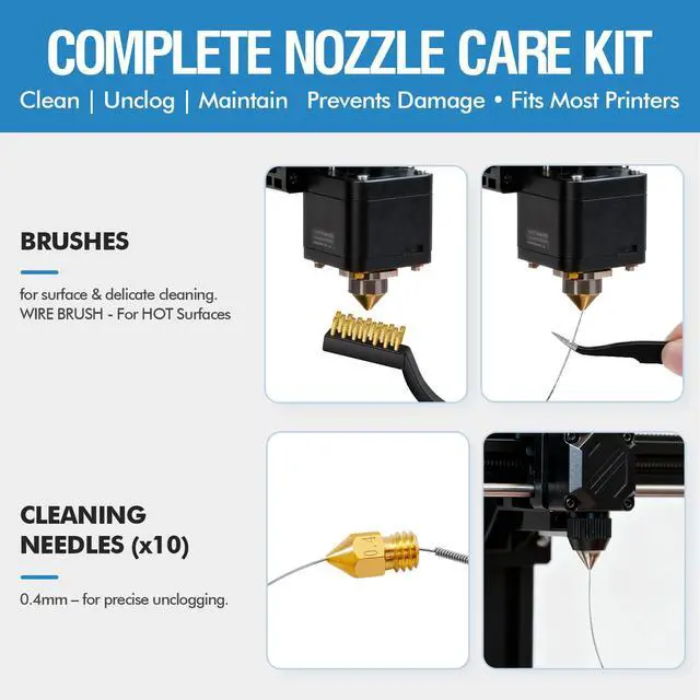 Alt view image 4 of 7 - 35Pcs 3D Printer Tool Kit Compatible with Bambu Lab A1-4X Nozzle Wiper, 4X Silicone Sock, Clog Poke, Scraper, Flush Cutter & Tweezers for 3D Printer Maintenance, Cleaning & Removal