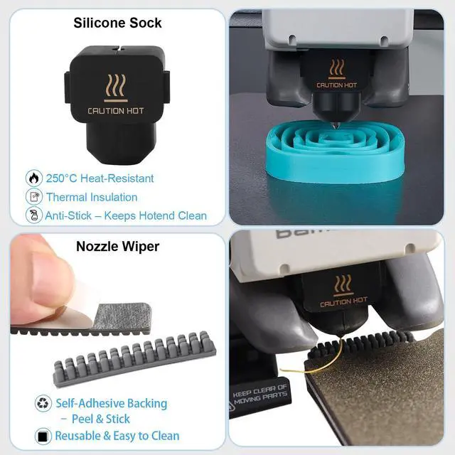 Alt view image 5 of 7 - 35Pcs 3D Printer Tool Kit Compatible with Bambu Lab A1-4X Nozzle Wiper, 4X Silicone Sock, Clog Poke, Scraper, Flush Cutter & Tweezers for 3D Printer Maintenance, Cleaning & Removal