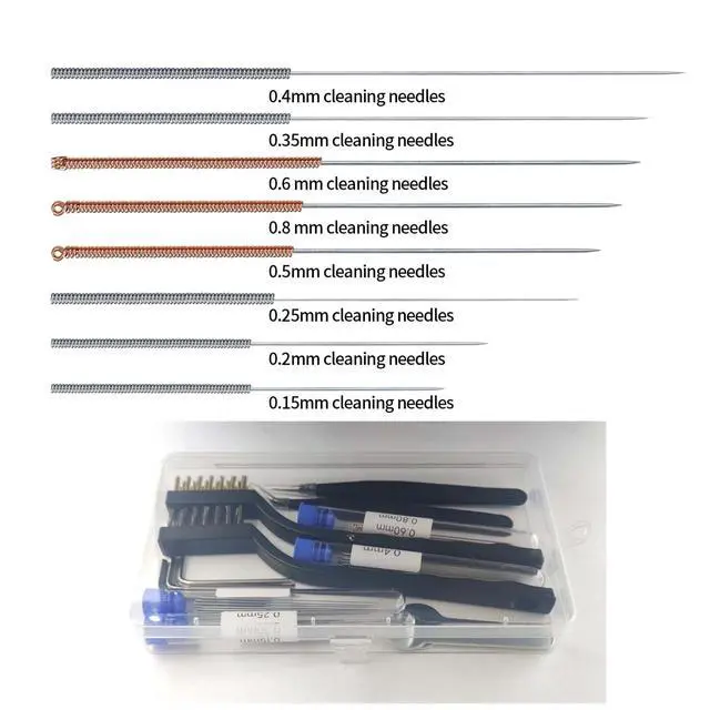 Alt view image 2 of 7 - 48-Piece 3D Printer Nozzle Cleaning Kit - 8-Size Stainless Steel Needles (0.15-0.8mm), Tweezers & Copper Brushes for Ender 3, Creality, Anycubic | Unclog Tool Kit with Storage Box